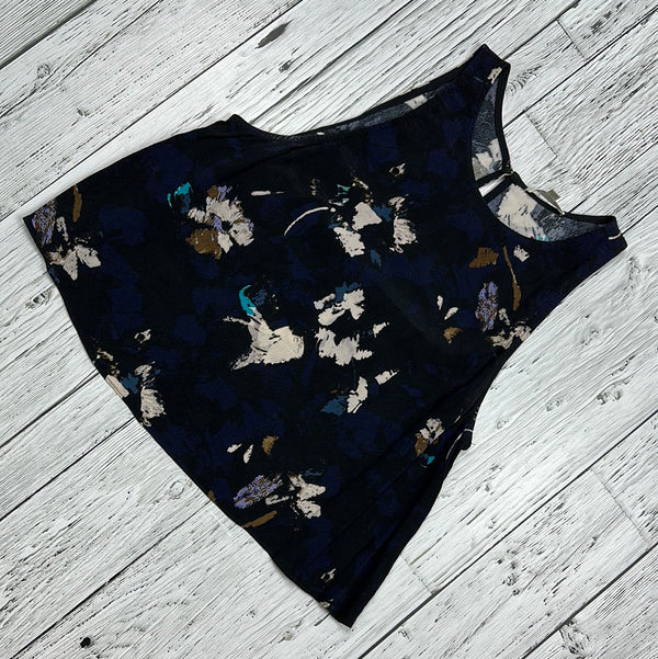 Wilfred Aritzia Navy Blue Sheer Floral Tank Top - Hers S