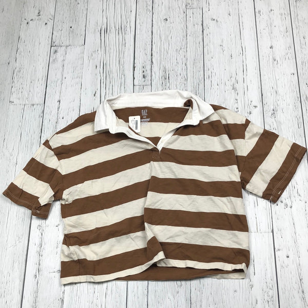 Gap teen brown and cream stripe short sleeve crop top - Girls 18/20