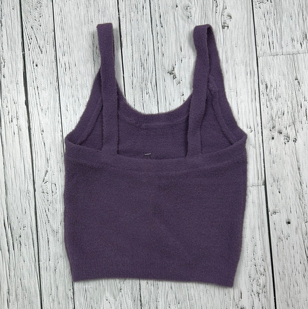 Wilfred Aritzia Purple Fuzzy Cropped Tank Top - Hers XS