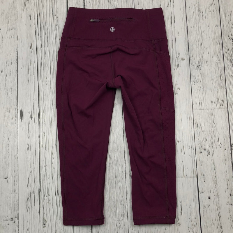 lululemon Maroon Cropped Leggings - Hers 4