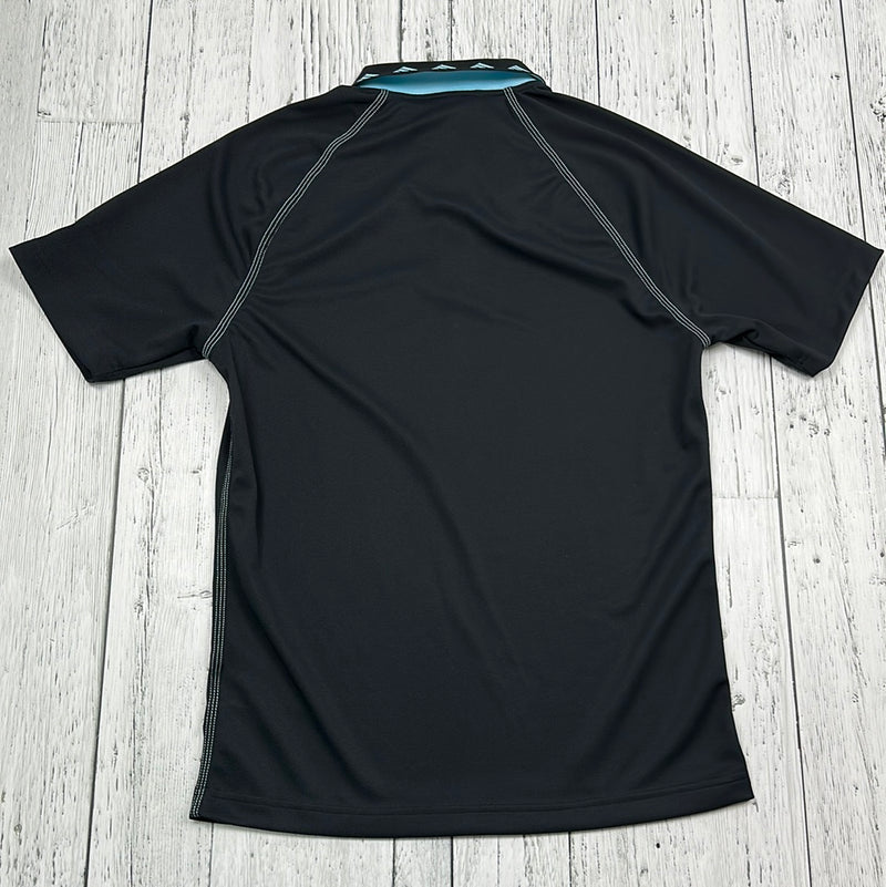 Adidas Black/Blue Quarter Zip Polo Shirt - His S