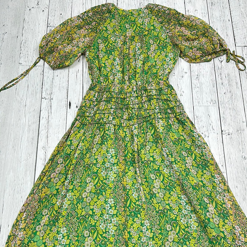 Ted Baker Green/Yellow Floral Puff Sleeve Dress - Hers XS/2