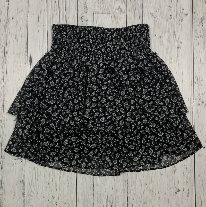 Garage Black/White Floral Print Skirt - Hers XS