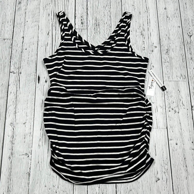 Thyme Maternity 2 in 1 Black/White Striped Tank Top - Ladies M