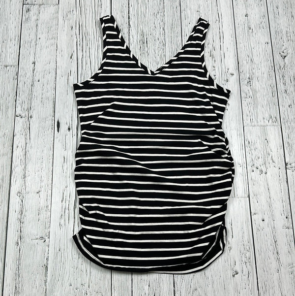 Thyme Maternity 2 in 1 Black/White Striped Tank Top - Ladies M
