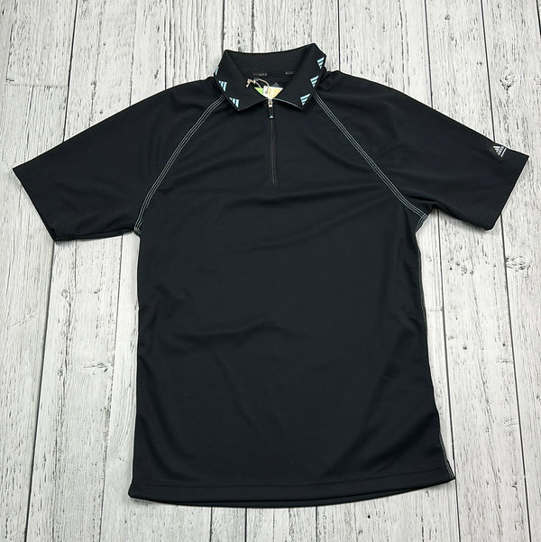 Adidas Black/Blue Quarter Zip Polo Shirt - His S