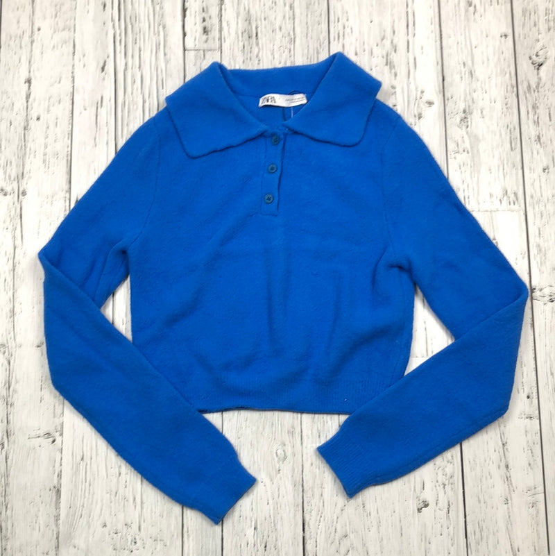 Zara Blue Cropped Sweater - Hers S