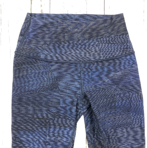 lululemon Blue/Black Stripes Cropped Leggings - Hers 4