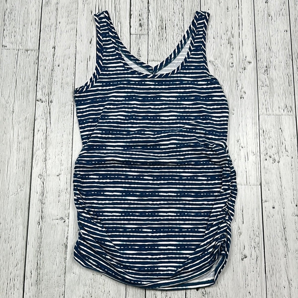 Thyme Maternity 2 in 1 Blue Striped Tank Top - Ladies M