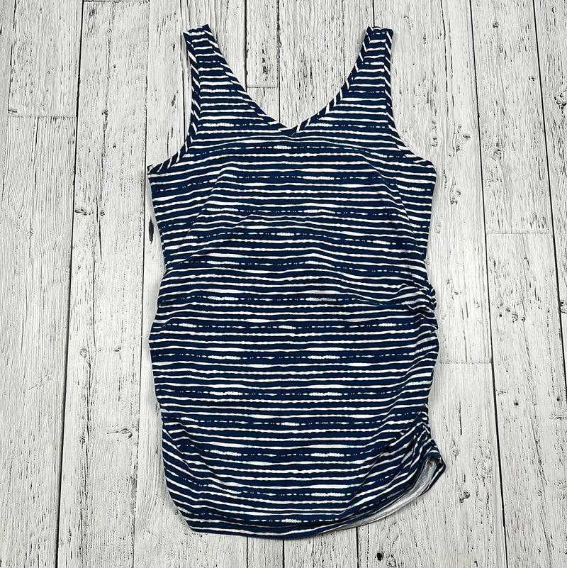 Thyme Maternity 2 in 1 Blue Striped Tank Top - Ladies M