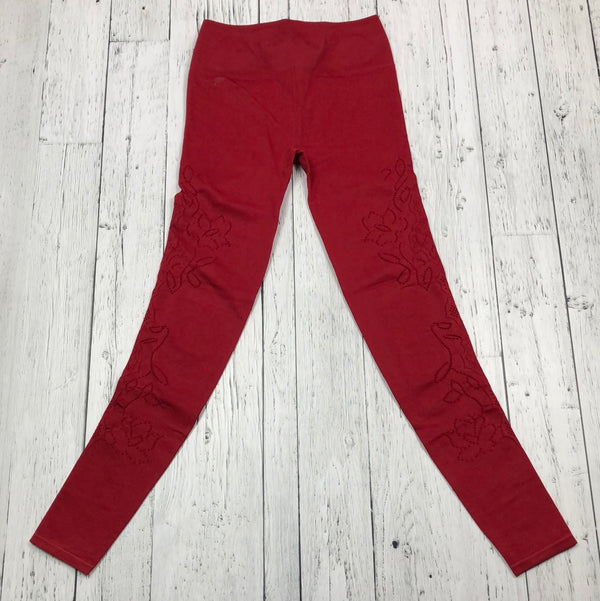Fabletics Deep Red Leggings and Long Sleeve Workout Set - Hers MTall