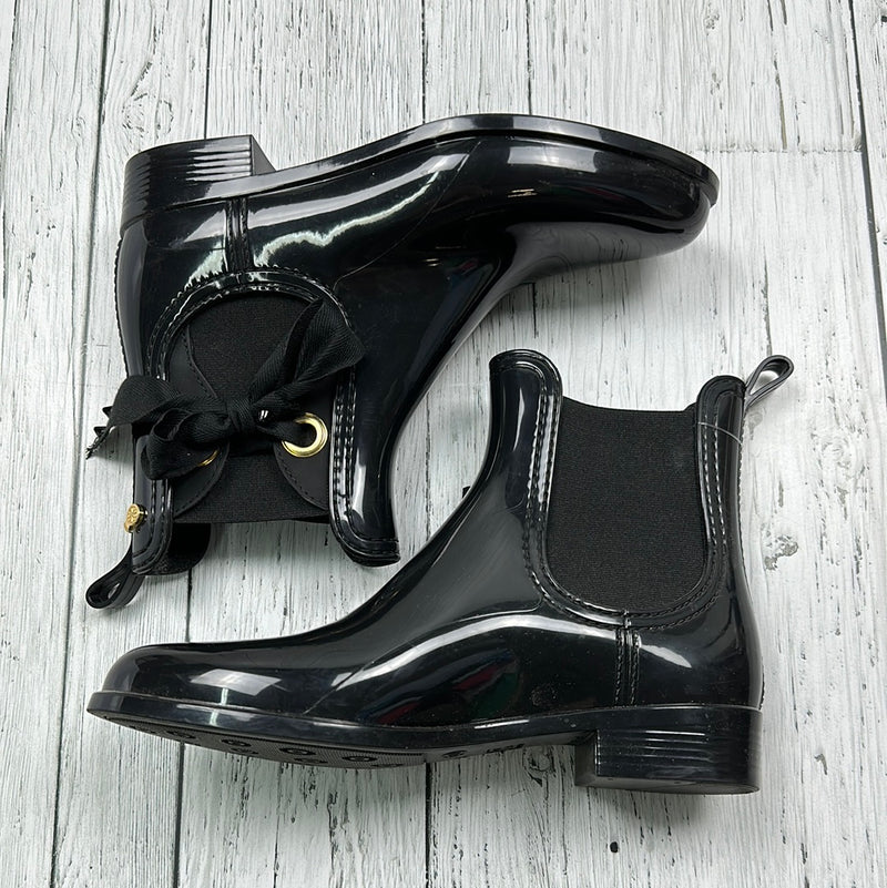 LemonJelly Black Shiny Rubber Boots - Hers 7