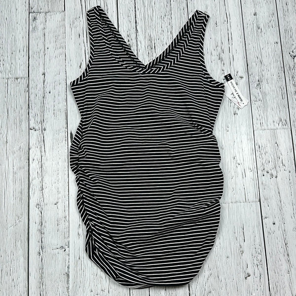 Thyme Maternity 2 in 1 Black/White Striped Tank Top - Ladies M