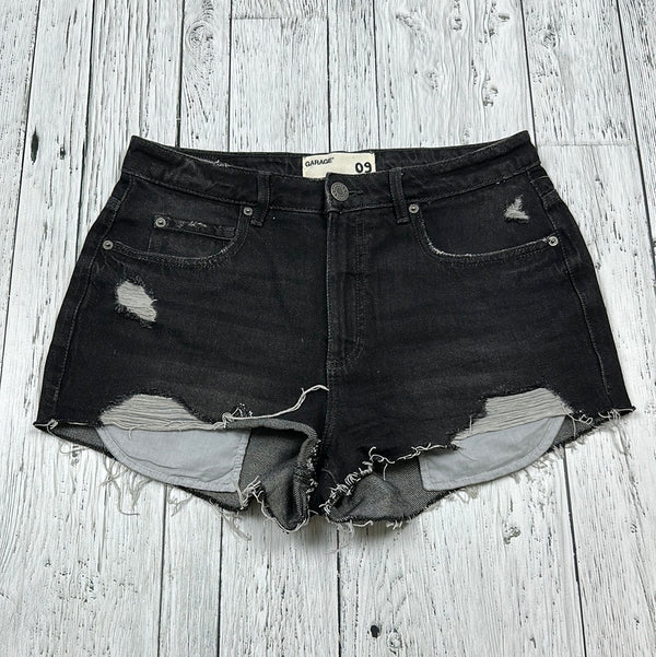 Garage Black Denim Distressed Shorts - Hers 9/M