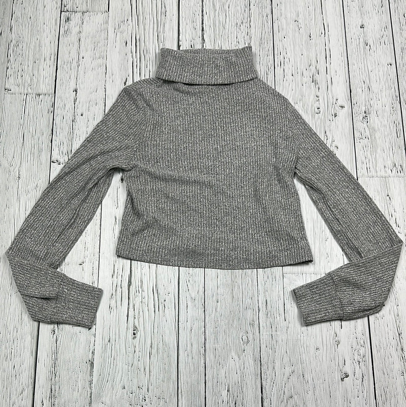 Garage Grey Ribbed Cropped Turtle Neck - Hers XS