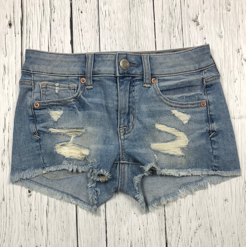 American Eagle Distressed Light Wash Jean Shorts - Hers XXS/00
