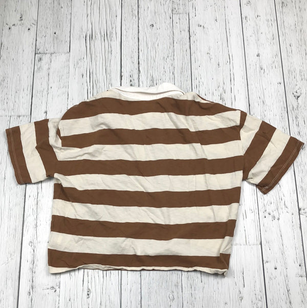 Gap teen brown and cream stripe short sleeve crop top - Girls 18/20