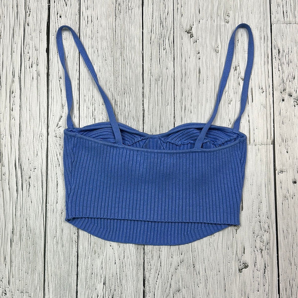 URBAN OUTFITTERS Blue Ribbed Crop Top - Hers S
