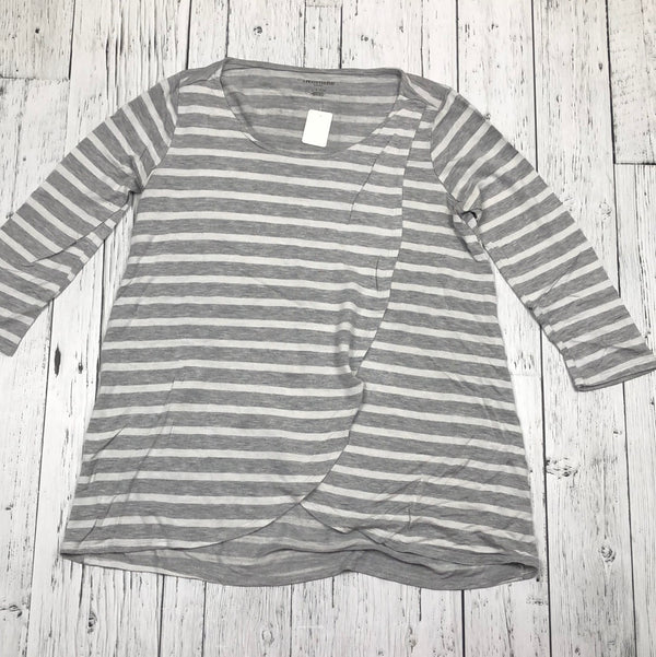 A Pea In The Pod Grey Striped Maternity Sweater - Ladies S