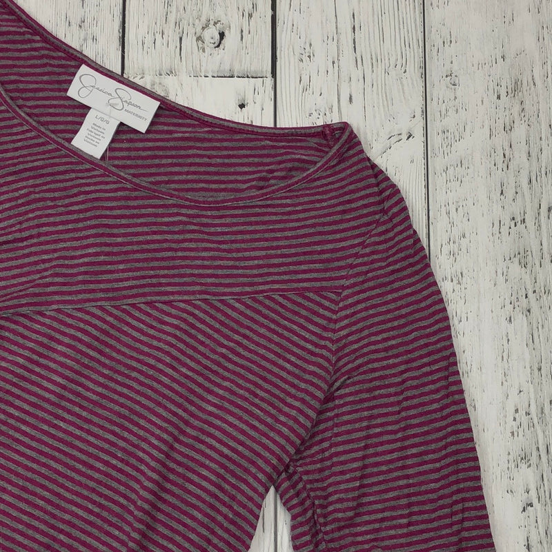 Jessica Simpson purple/grey stripe maternity shirt - Ladies L