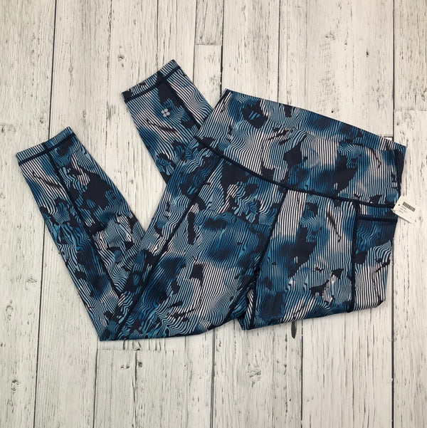 Sweaty Betty blue/white striped patterned capri leggings - Hers L