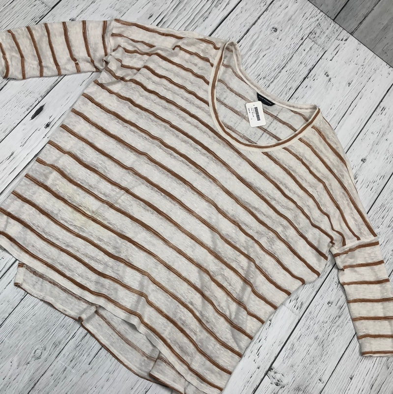 Club Monaco White & Brown Striped Sweater - Hers XS
