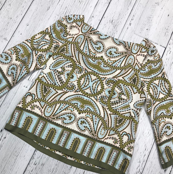 J. Crew Green Graphic Blouse