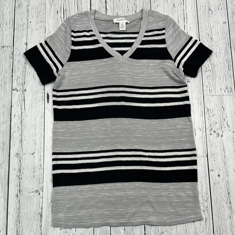 Motherhood Grey/Black Striped Knit Maternity Shirt - Ladies S