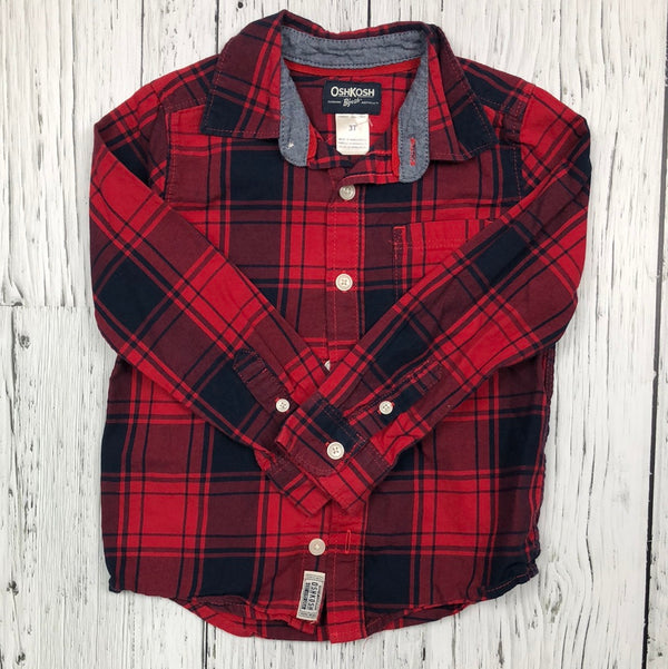 Oshkosh red black plaid flannel - Boys 3