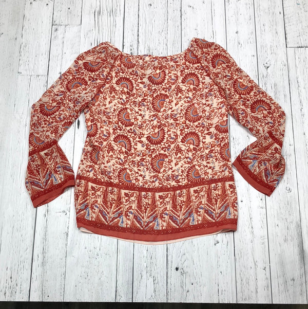 Tory Burch red beige blue pattern long sleeve shirt - Hers 10