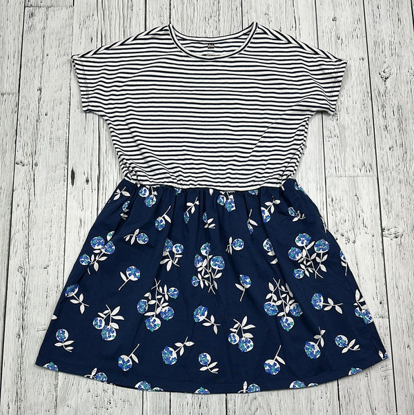 tea Blue/White Striped Floral Dress - Girls 14