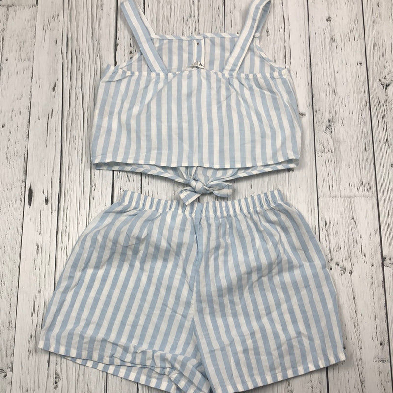 H&M Blue & White Striped Tank Top & Shorts - Girls 9/10