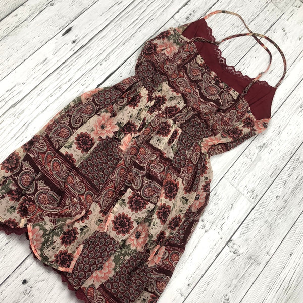 Hollister Maroon Floral Dress - Hers M