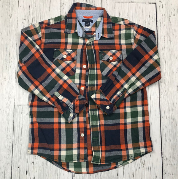 Tommy Hilfiger green orange plaid flannel - Boy 7