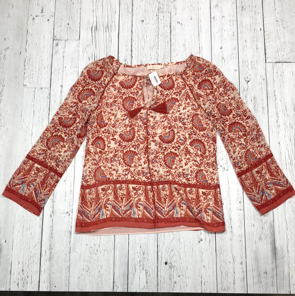 Tory Burch red beige blue pattern long sleeve shirt - Hers 10