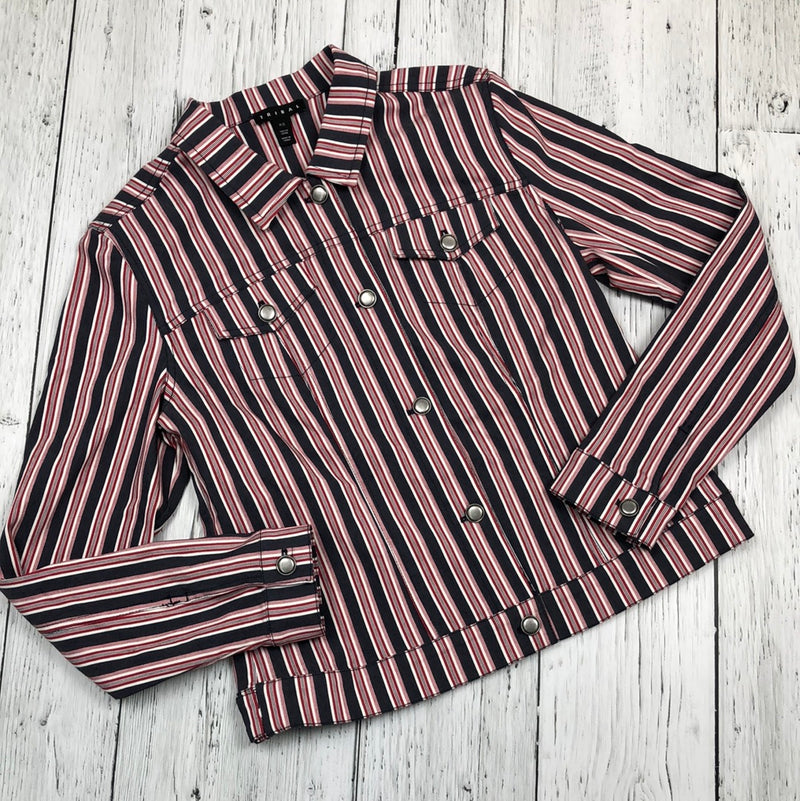 Tribal blue/red stripe button up jacket - Hers S