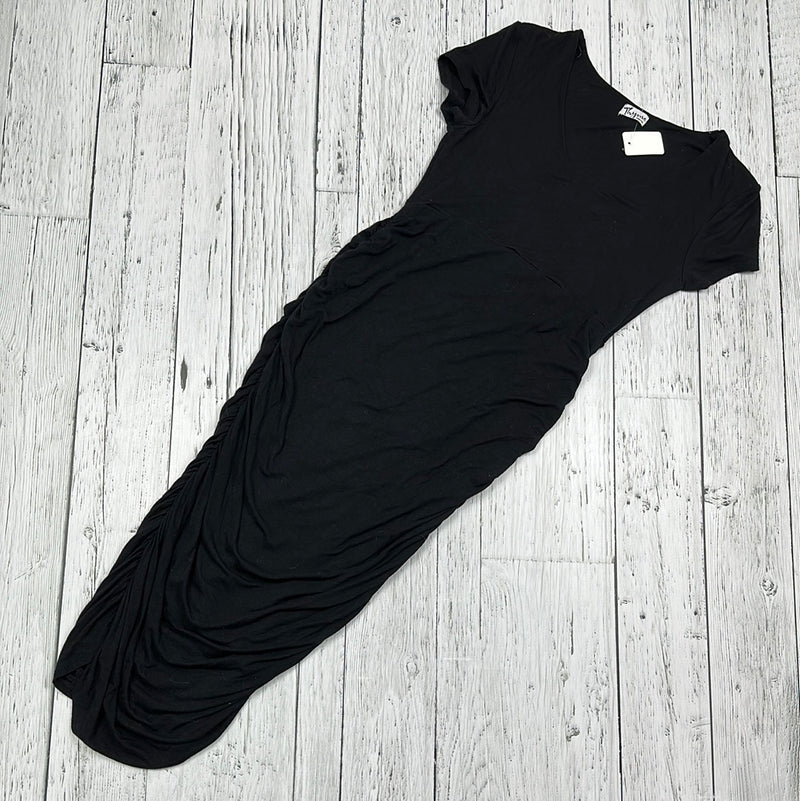 Thyme Black Maternity Ruched Body Con Dress - Ladies XXS