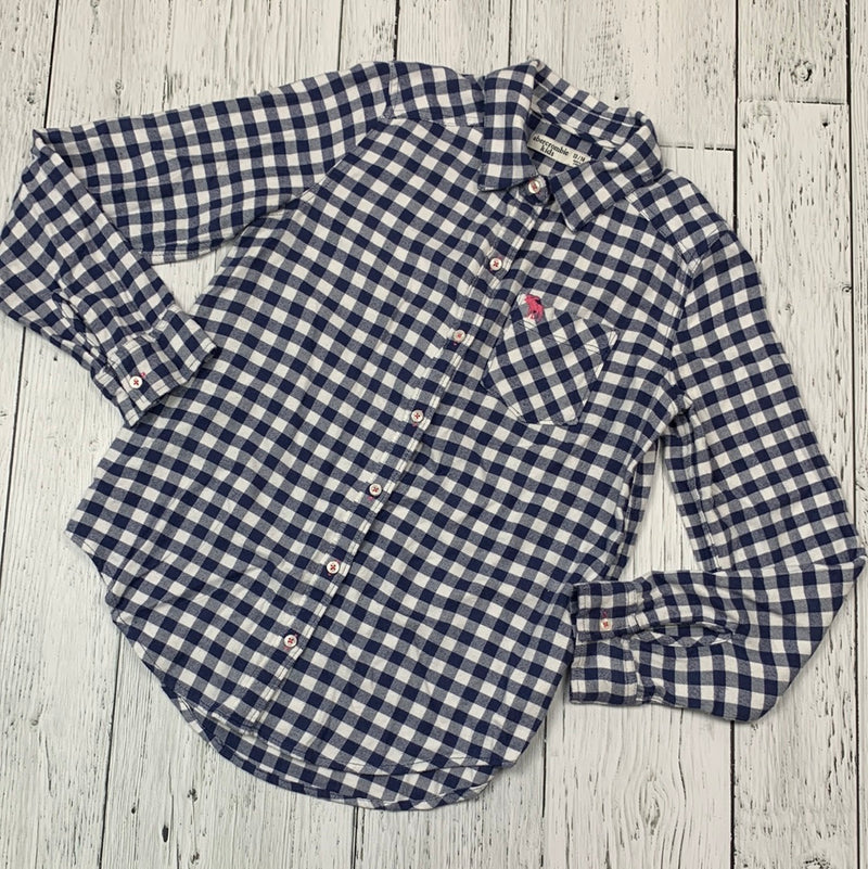 abercrombie blue/white plaid button up shirt - Girls 14
