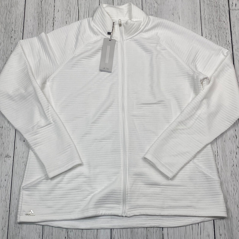 adidas white zip up sweater - Hers XXL
