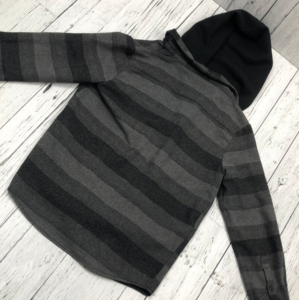 Volcom Grey & Black Striped Hooded Longsleeves - Boys 10/12