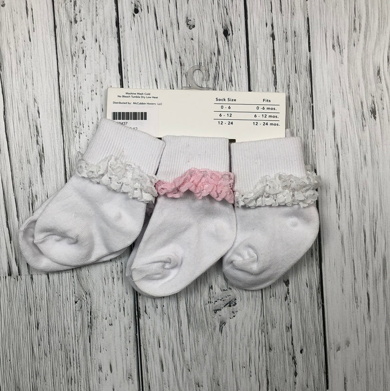 New Baby white socks 3 pack - Girls 6-12