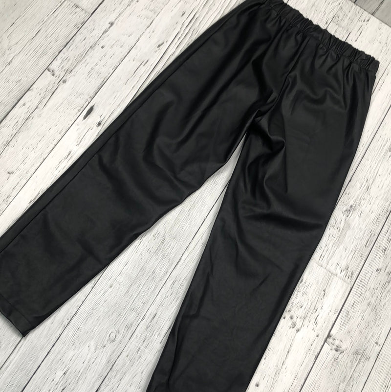 Zara Black Leather Pants with Velvet Belt - Girls 11/12