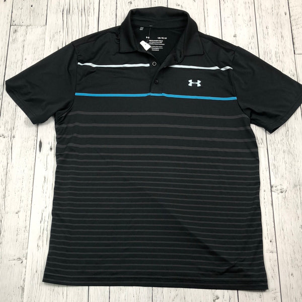 Under Armour Black/Grey Striped Golf Polo Shirt - His L
