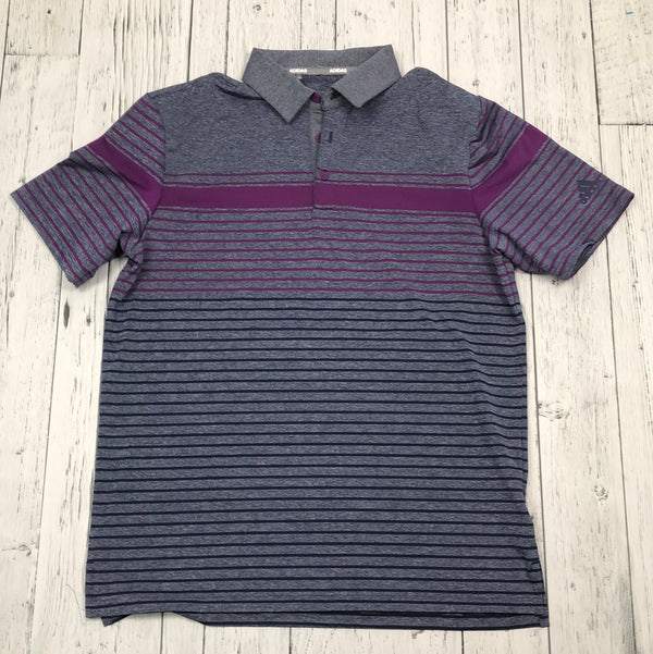 Adidas Grey/Blue/Purple Striped Golf Polo Shirt - His M
