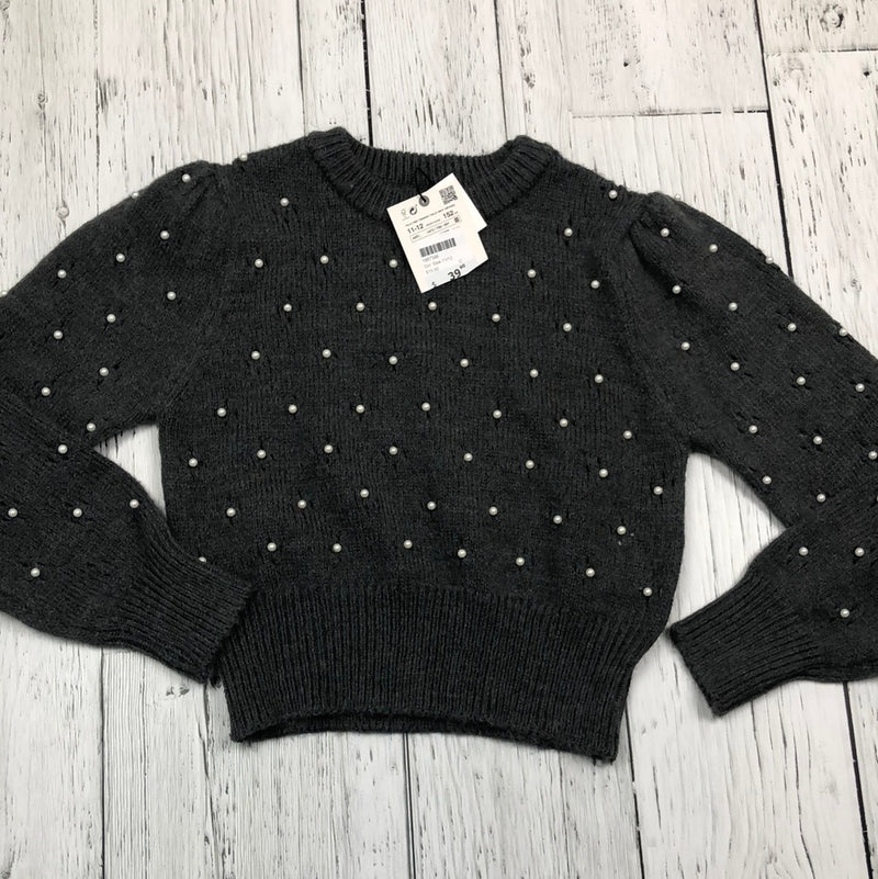 Zara grey knit pearl sweater - Girls 11/12