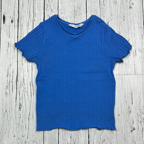 MNG Blue Ribbed Lettuce Hem Crop Top - Girls 9/10