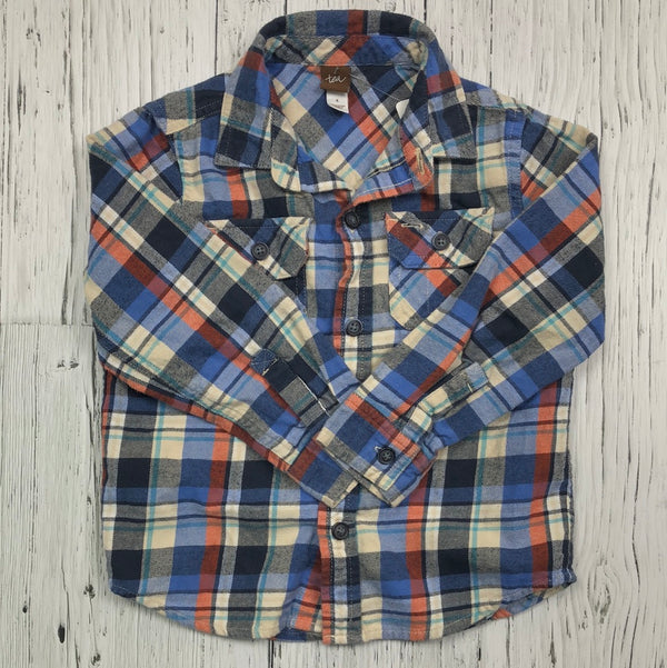 Tea blue orange plaid flannel - Boys 4