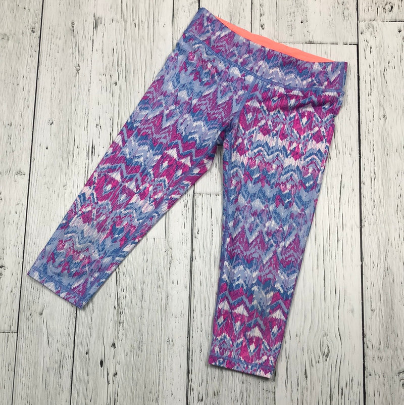 ivivva blue/purple patterned crop leggings - Girls 12