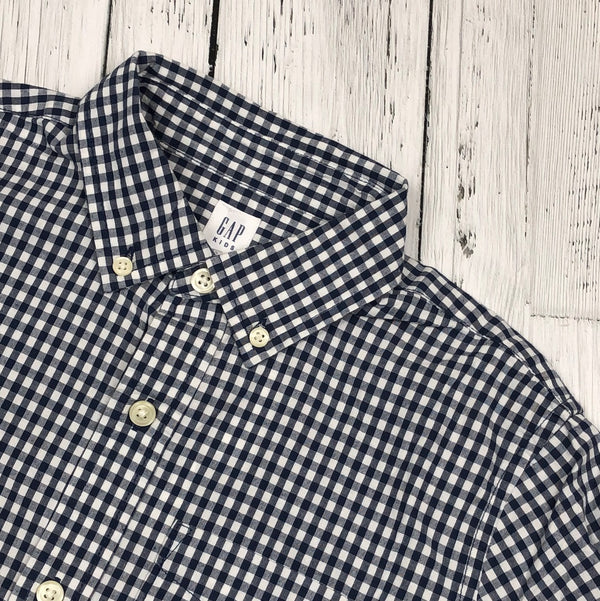 Gap blue/white plaid button up shirt - Boys 10