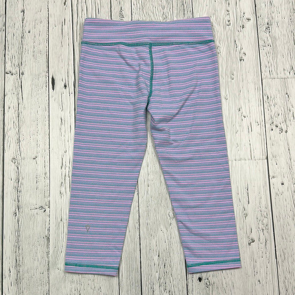 ivivva Pink/Green Striped Capris Leggings - Girls 12